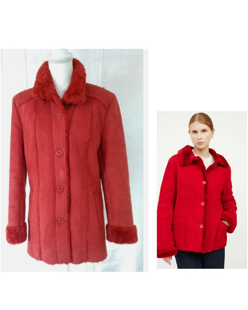 Manteau rouge daim taille S