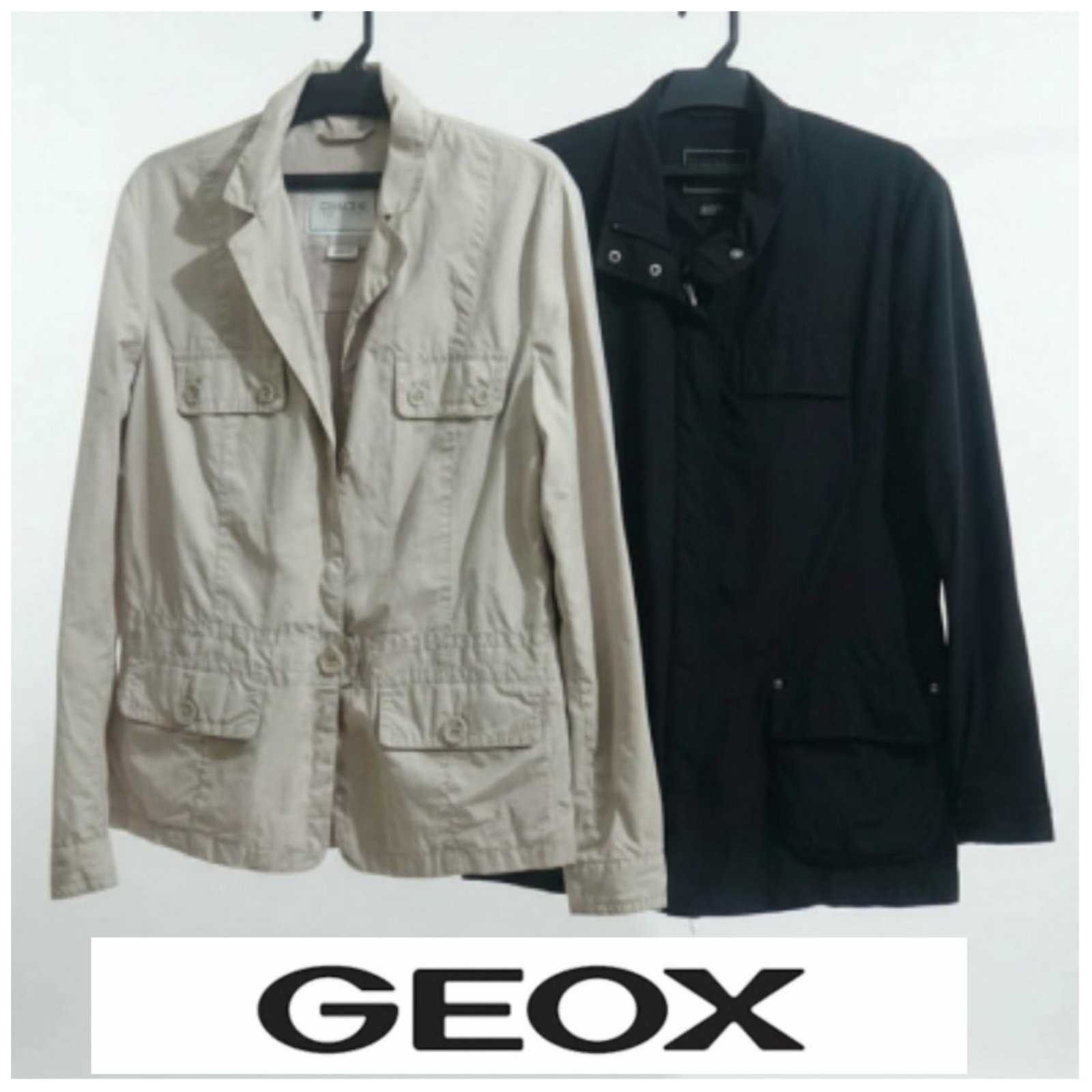Deux vestes légère Geox noir et beige, les deux taille 42