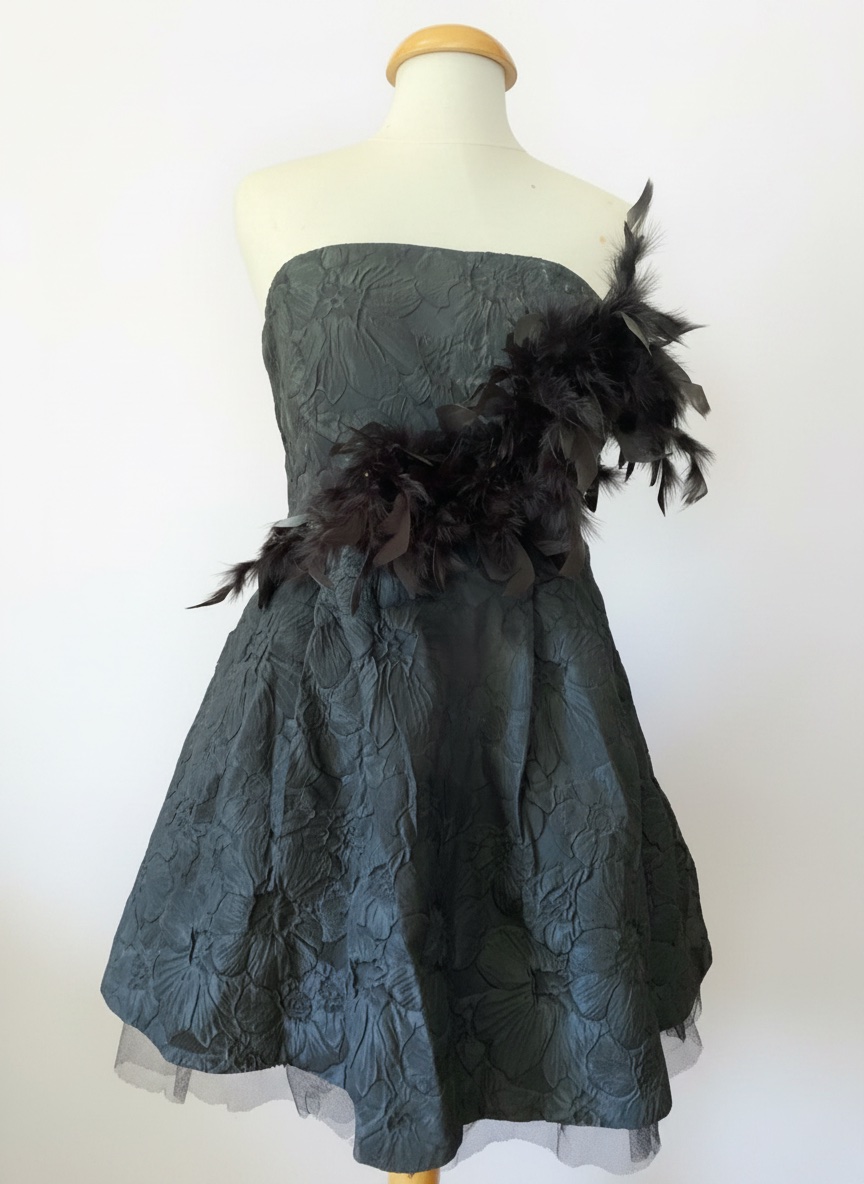 Petite robe noire avec plume 