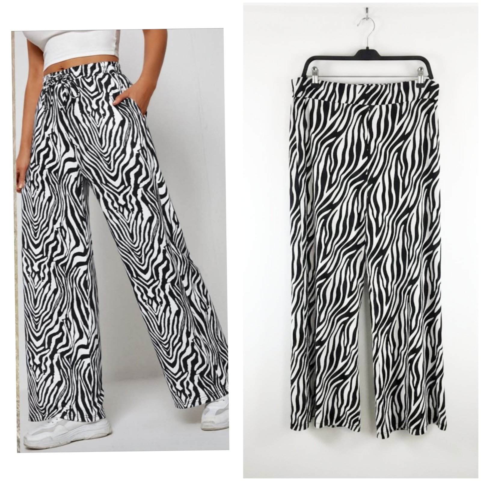 Pantalon large fluide avec élastique à la taille 