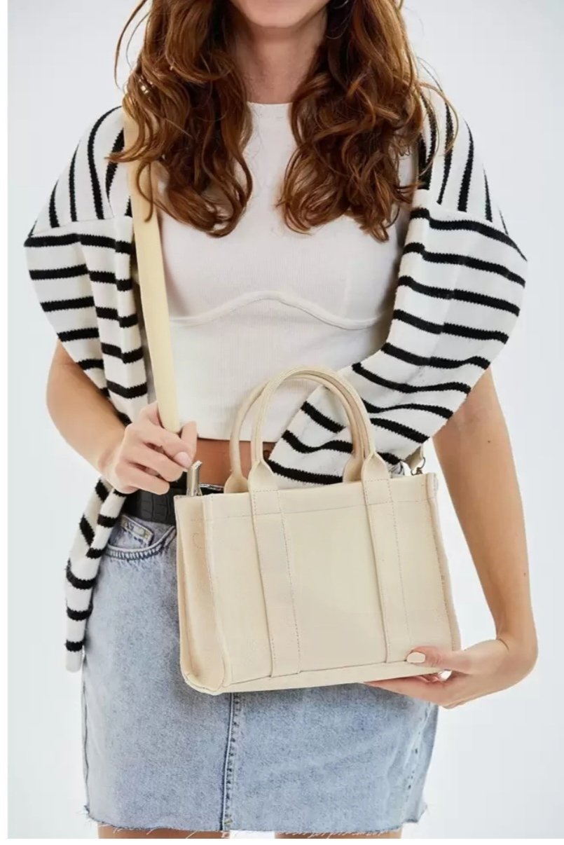 Sac beige similicuir effet toile 