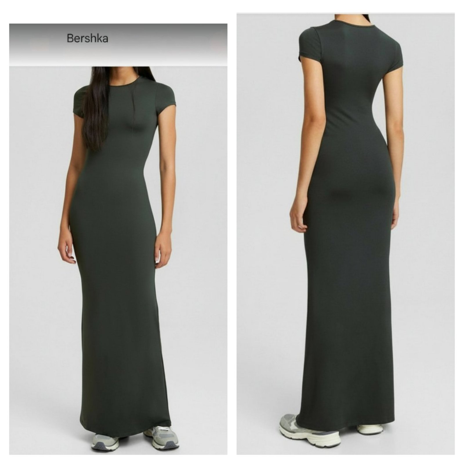Robe vert olive Bershka, moulante tissu polyamide élasthanne Matière : Jersey