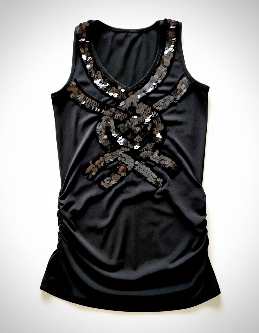 Pull à paillettes noir noir lycra extensible taille M/L 
