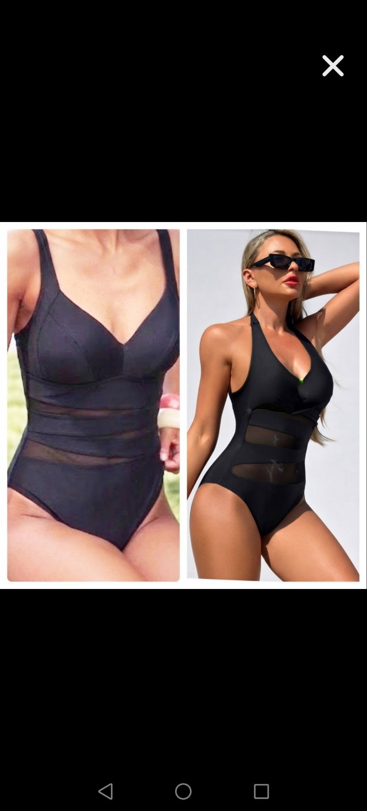 Maillot de bain une pièce col en V, empiècements en résille, noir, gainant sculptant soutien gorge intégré 
