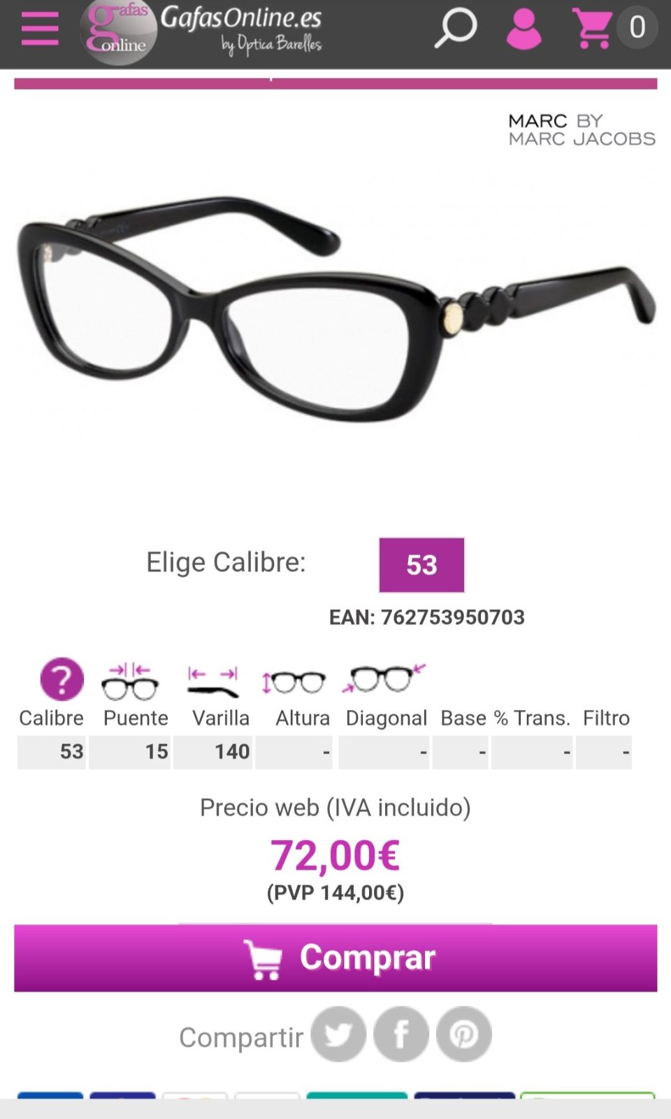 Lunettes noir de la marque MARC JACOBS tres chics