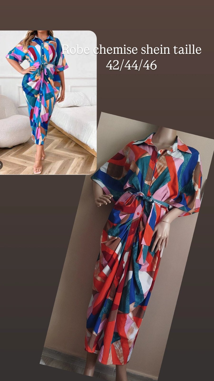 Robe chemise shein taille 42 44 46 