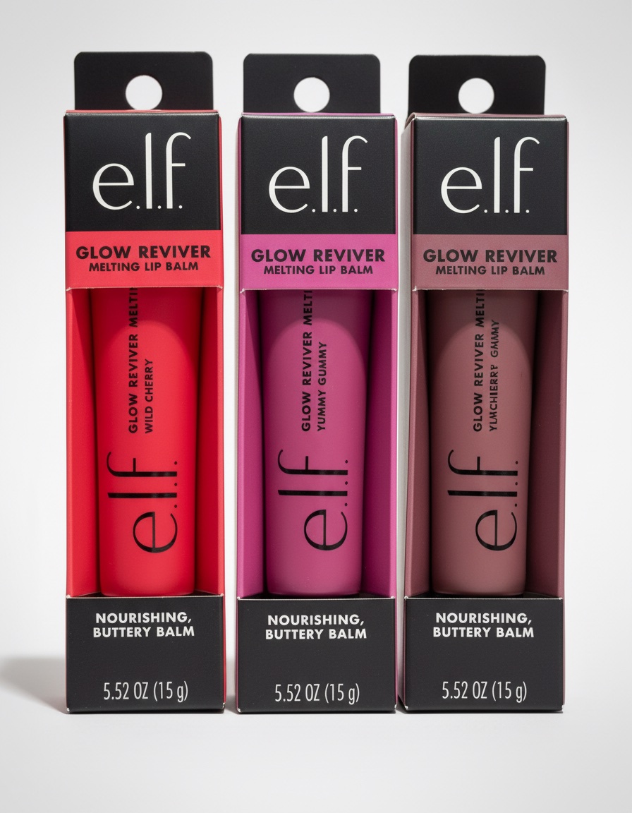 3 baumes à lèvres teintés e.l.f. Glow Reviver Melting Lip Balm 