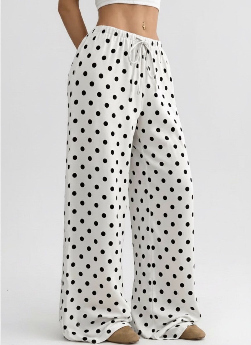 Pantalons larges à pois 