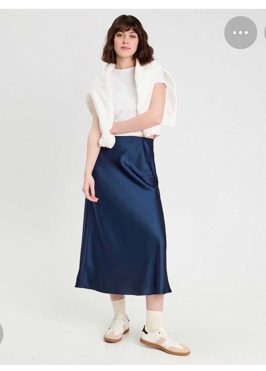 Jupe satinée bleu marine