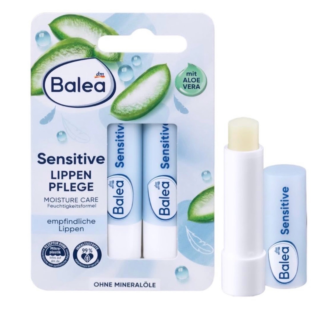 Paquet double de baume à lèvres Balea Sensitive à l'aloe vera