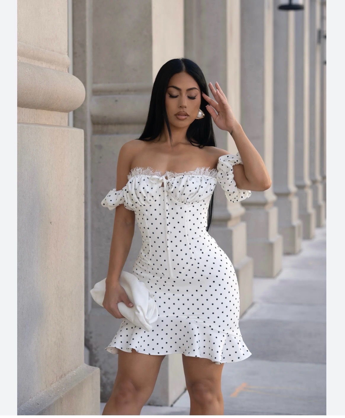  robe mini à pois de la marque Pink Vanilla, disponible chez New Look. 