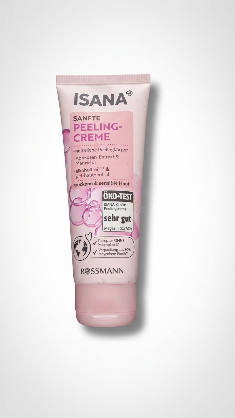 Crème exfoliante douce Isana à l'extrait d'abricot et à l'huile d'amande