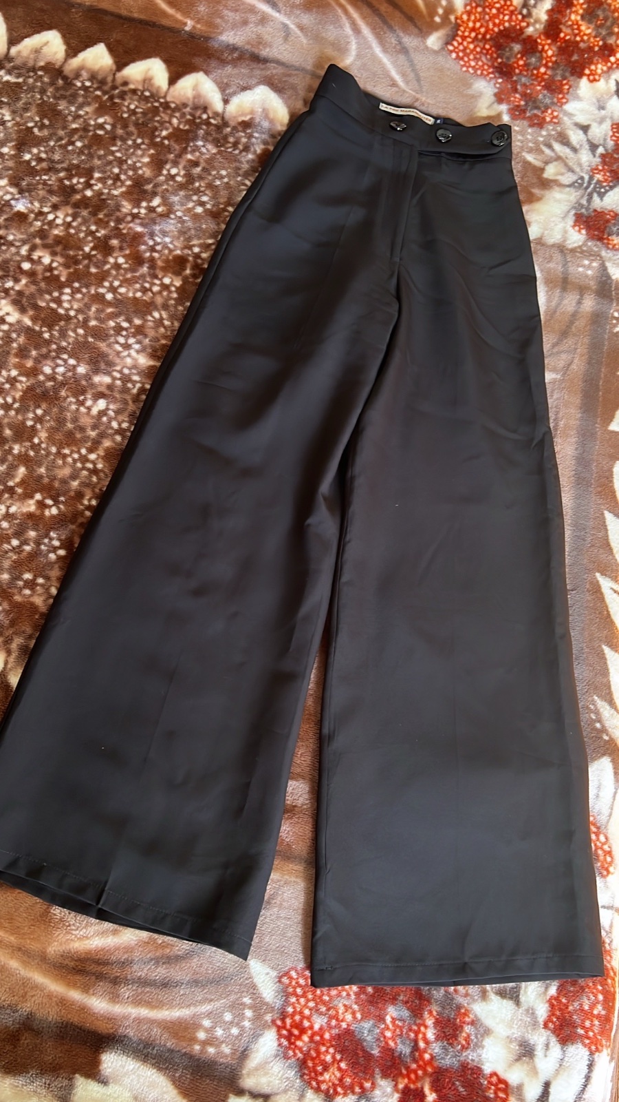 Pantalon noir coupe large taille haute alkher