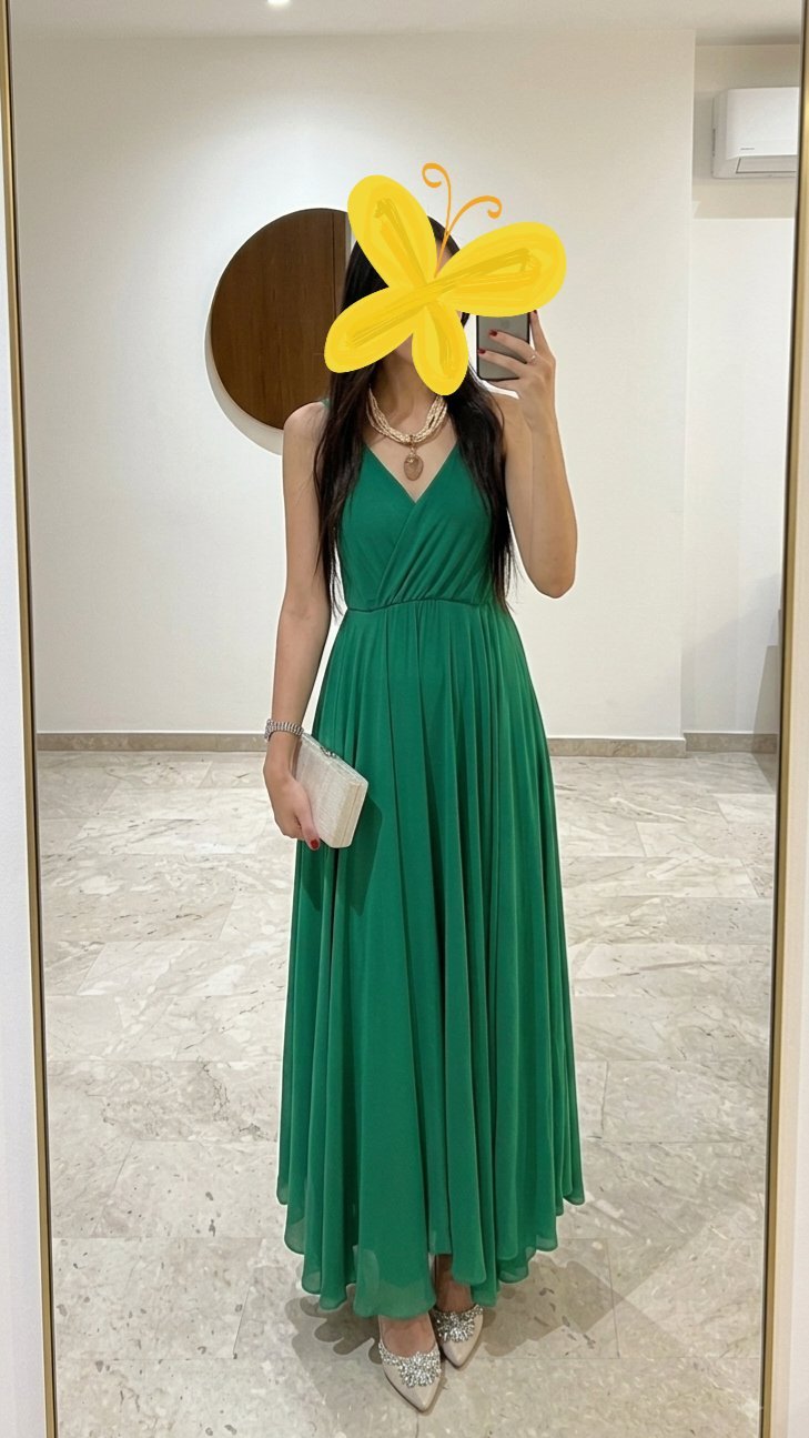 Robe foulard fluide verte