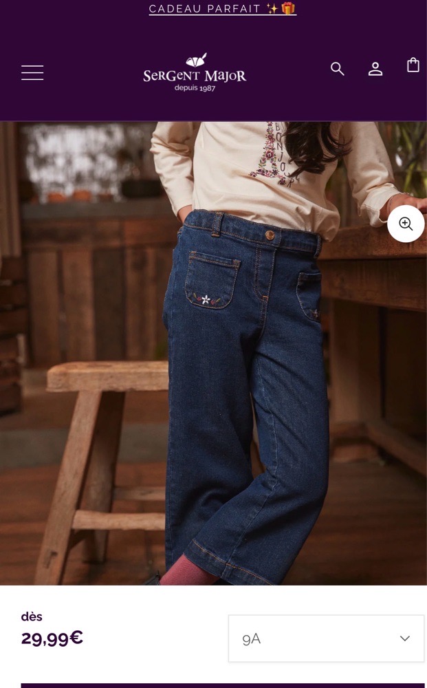 Jean fille 9ans neuf Sergent Major 