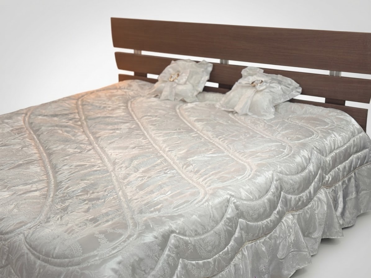 Couvre-lit de mariage en satin jacquard blanc – Ensemble 3 pièces