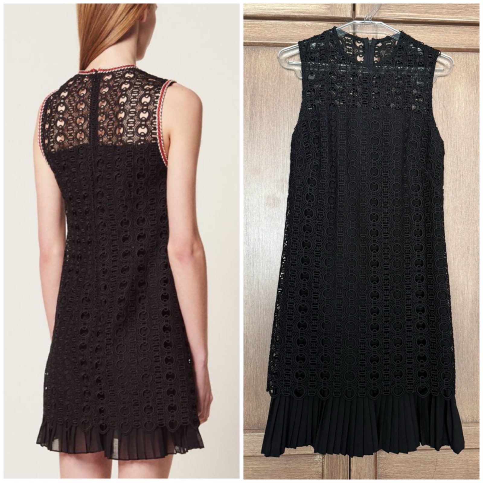 Robe noire guipure Sandro 