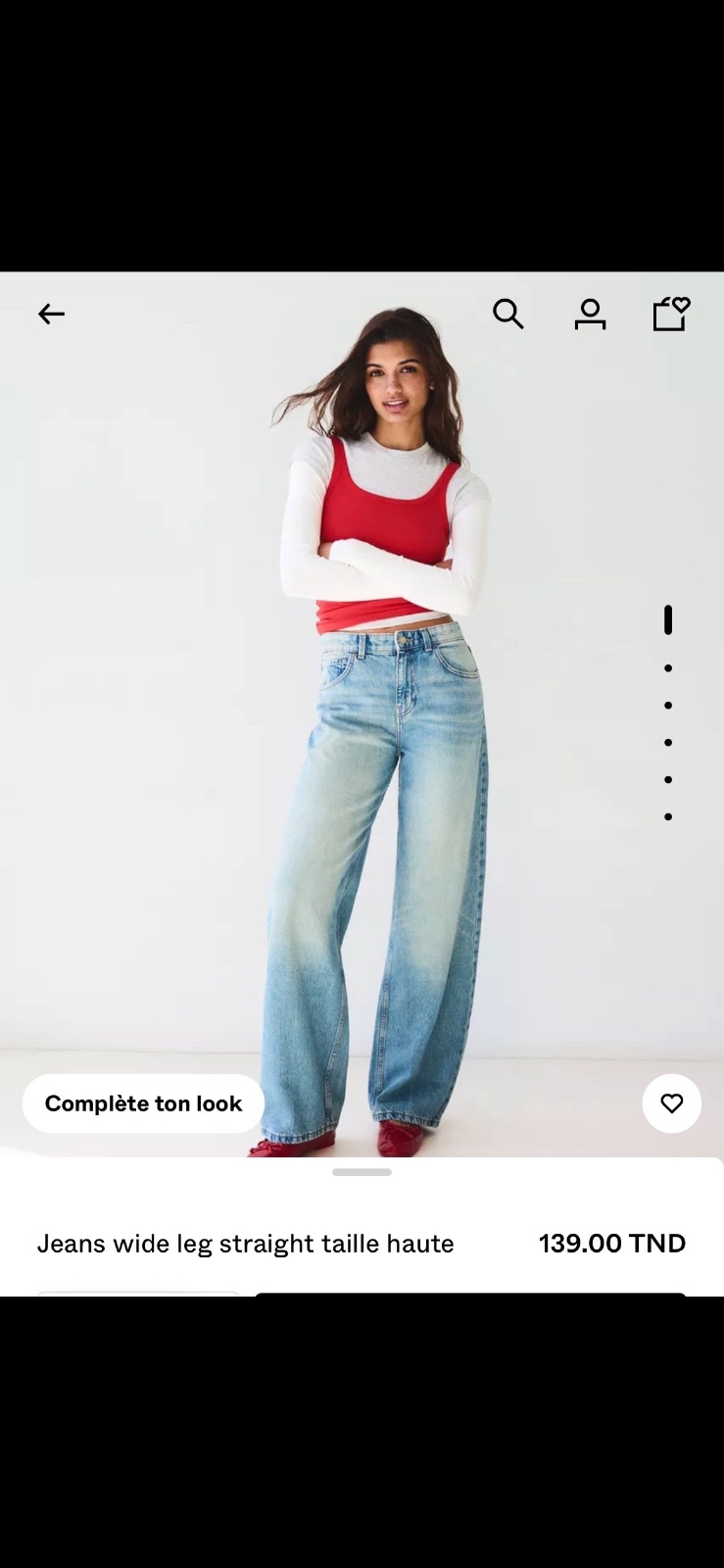 Jeans wide leg straight taille haute 
