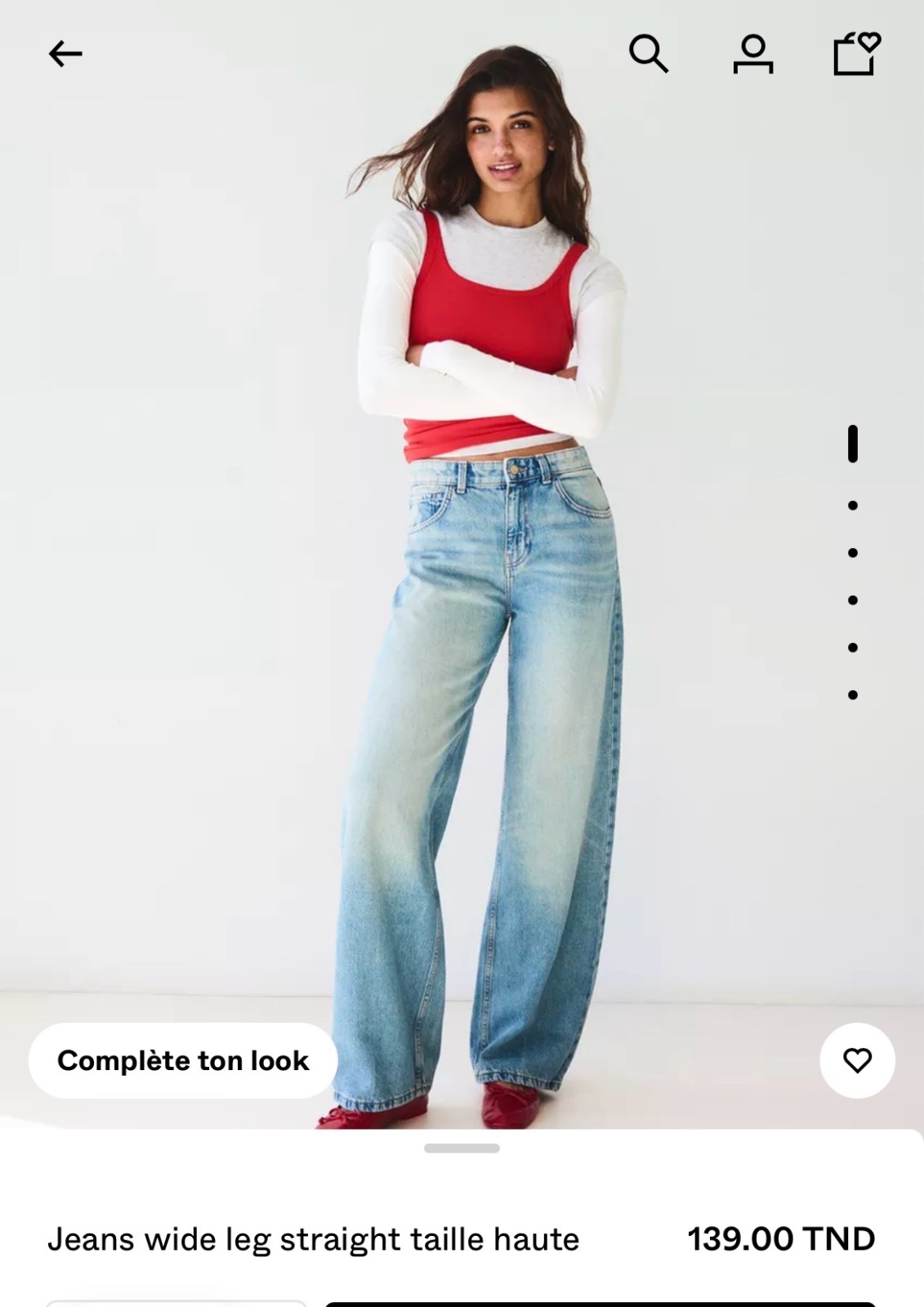 Jeans wide leg straight taille haute 