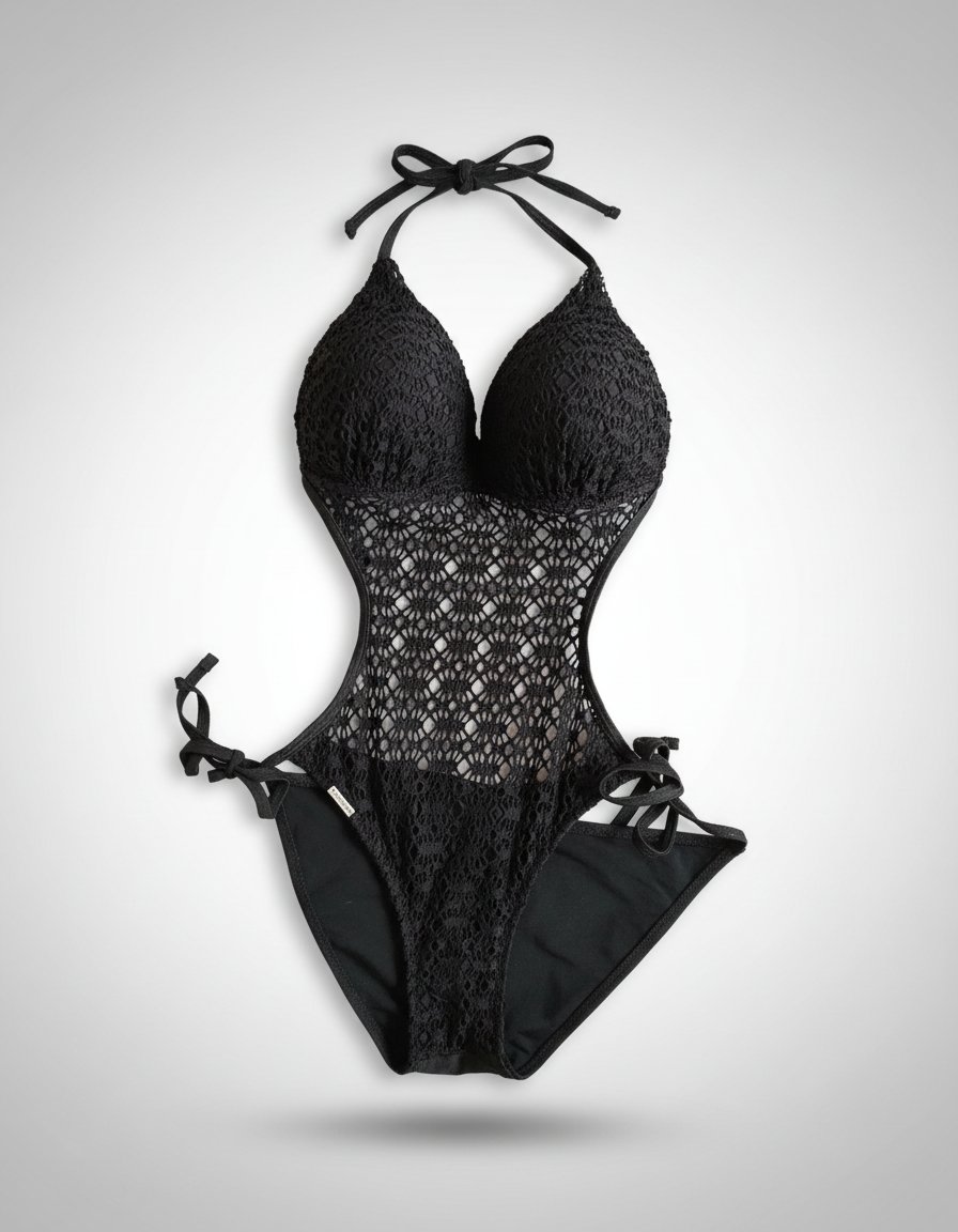 Trikini noir crochet