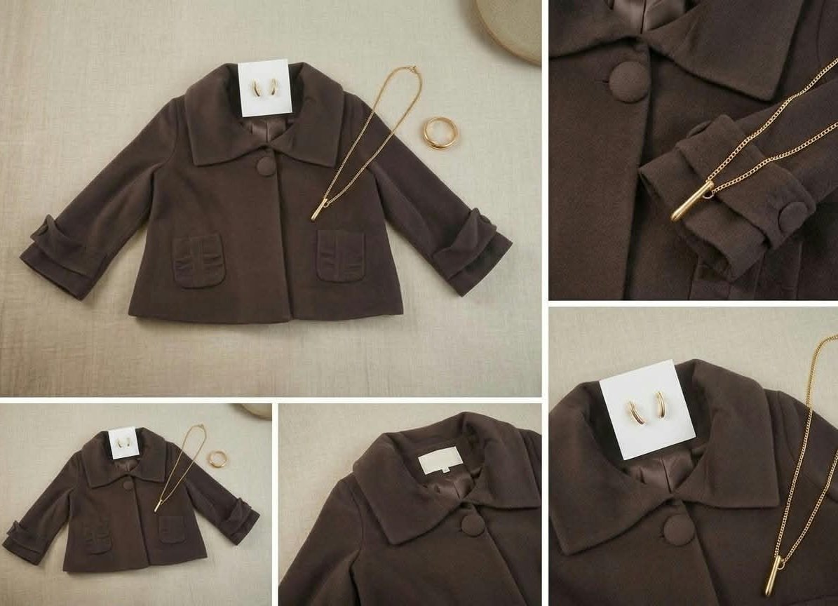 Manteau marron cachemire + parure accessoires