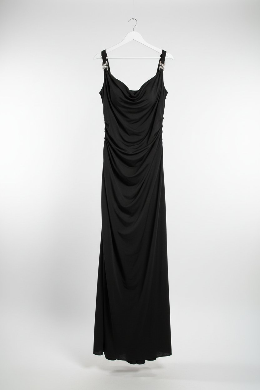 Robe noire rembourré soirée 