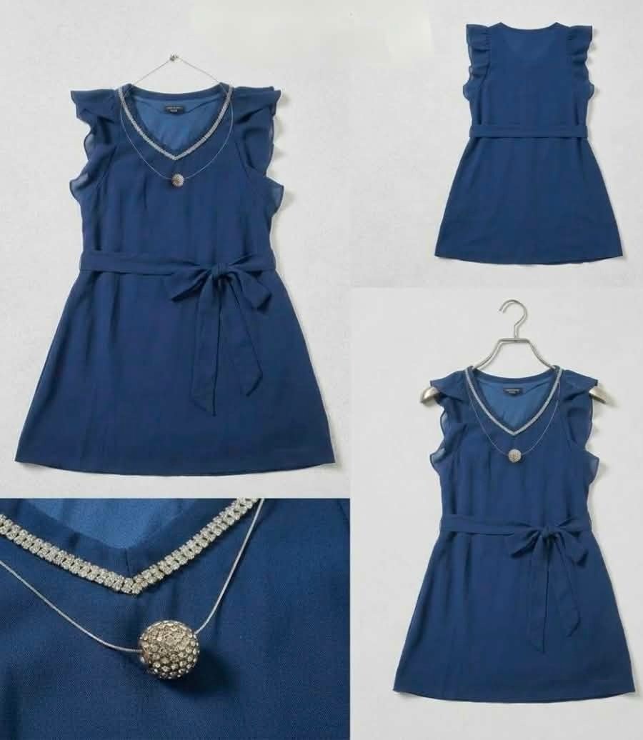 Robe bleu roi + collier et boucle (CL)