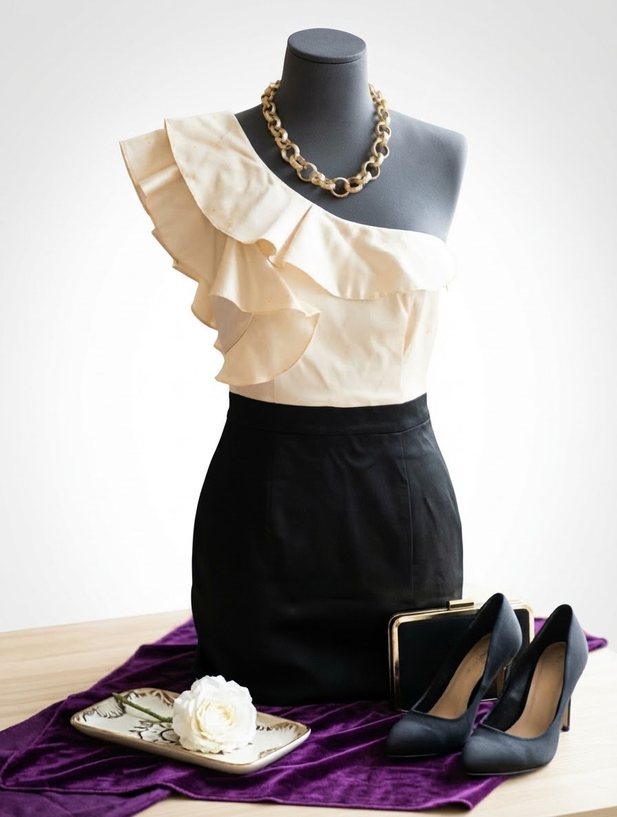 Robe noir et blanc + Collier (CL)