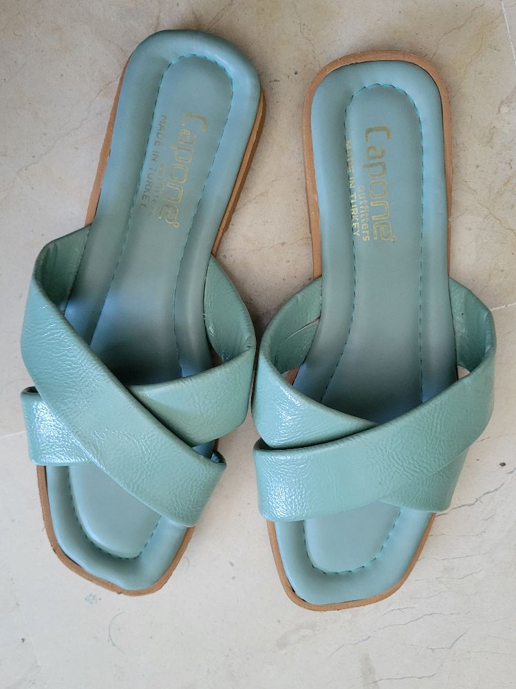 Mules femmes couleur vert d'eau 