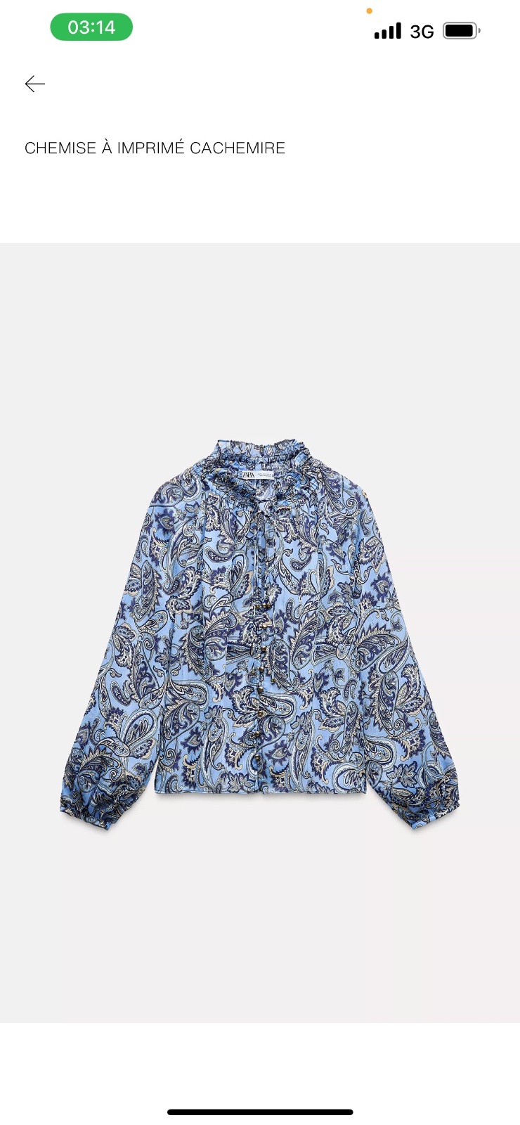 Chemise zara avec ticket