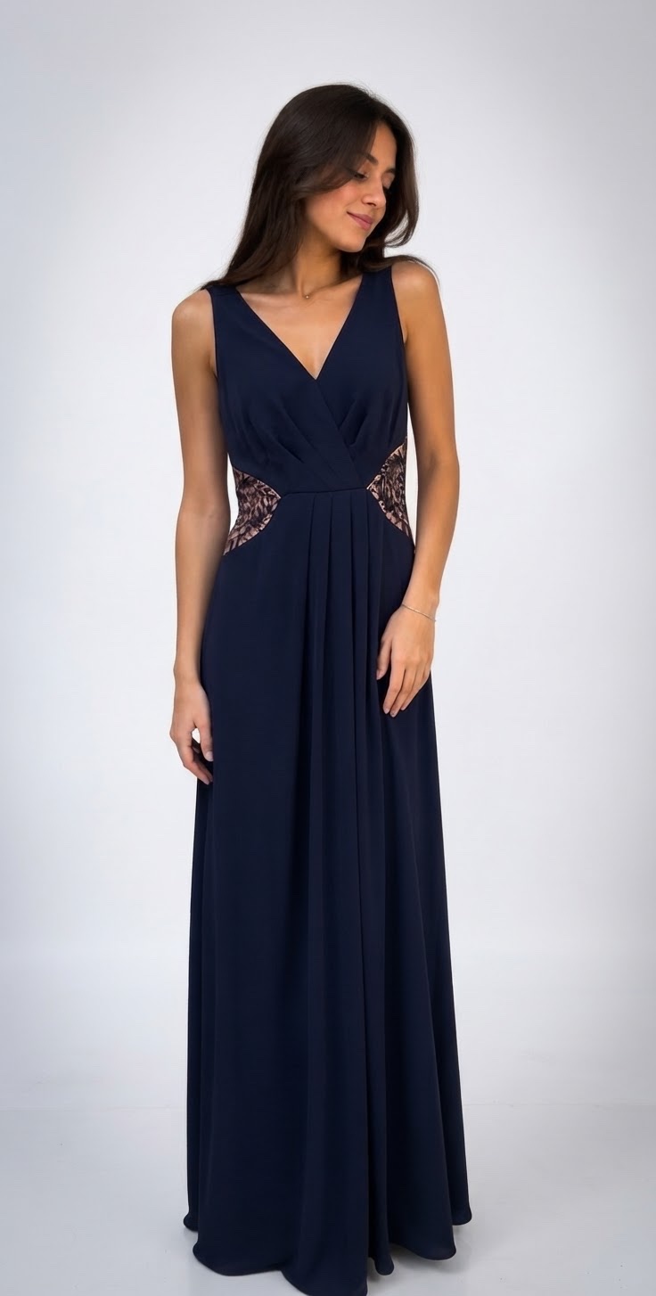 Robe bleu marine avec fente