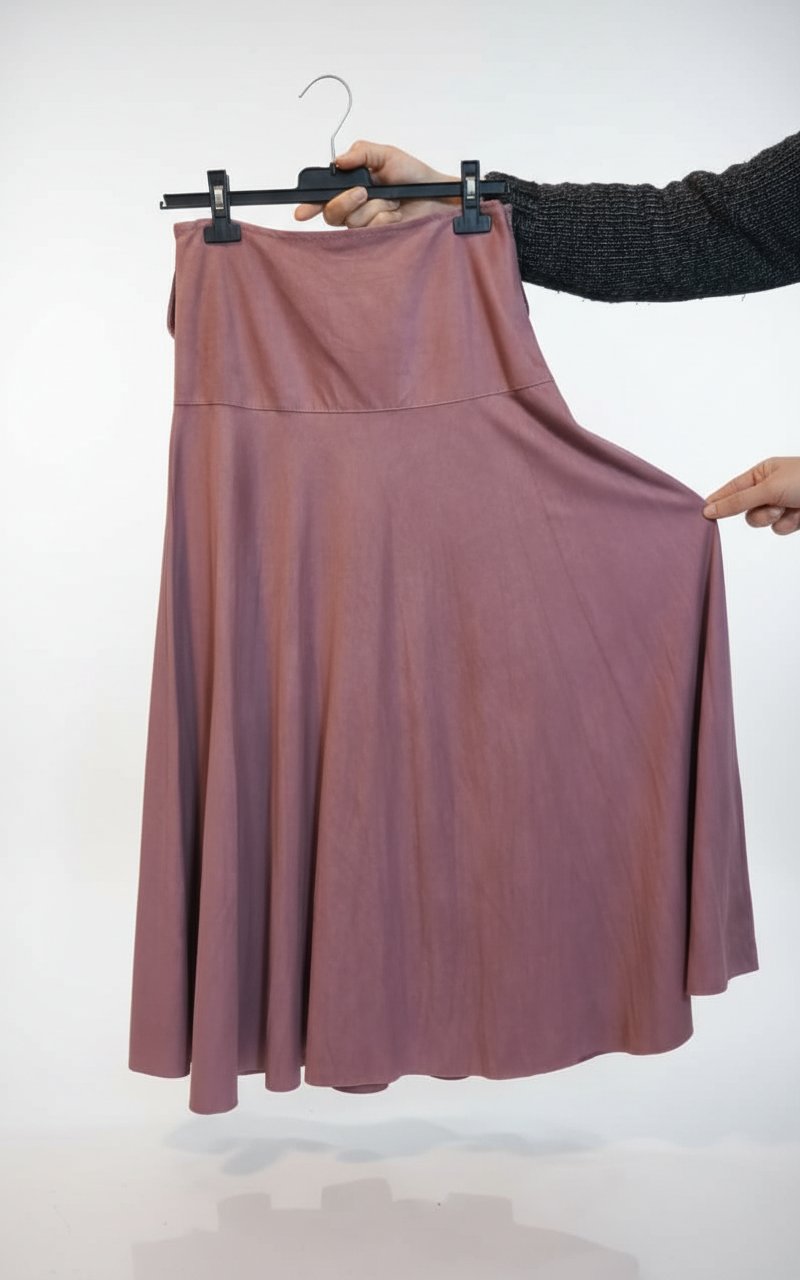 Jupe daim doux mauve rose