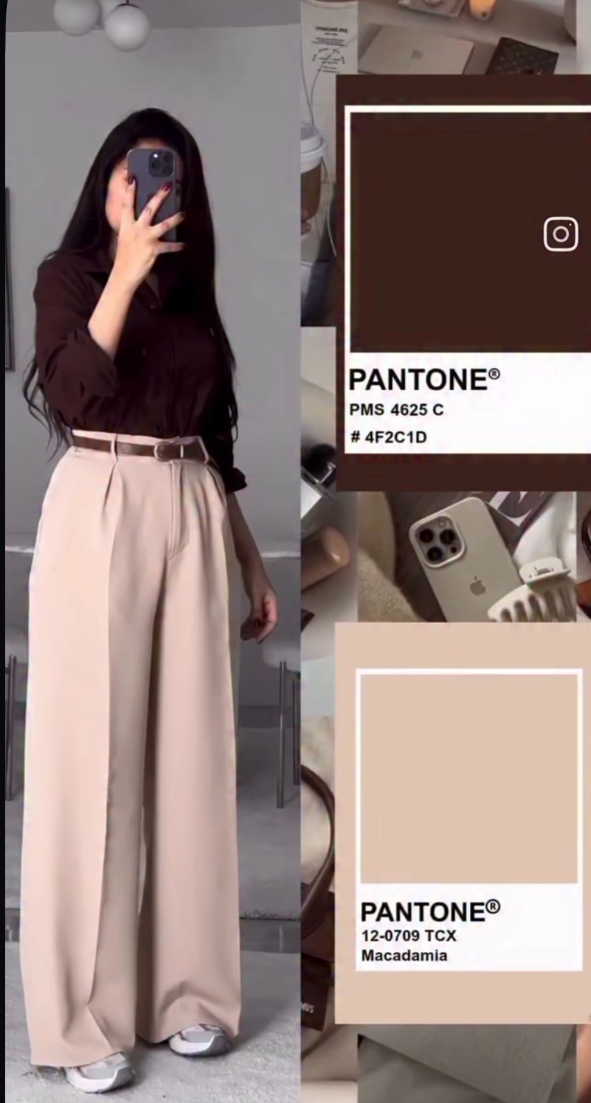Pantalon large beige