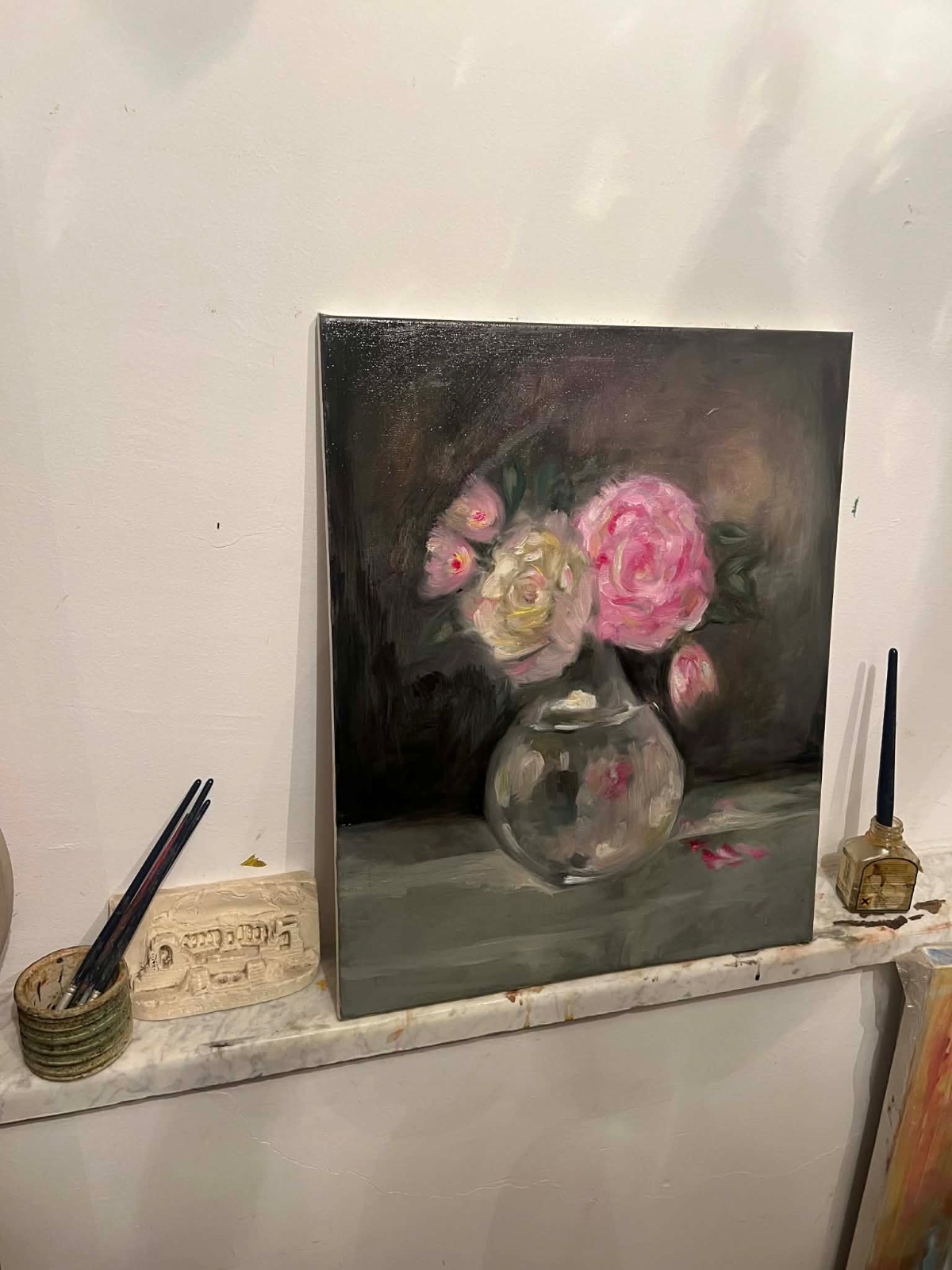 Peinture a l huile nature morte 🩷🩷🩷