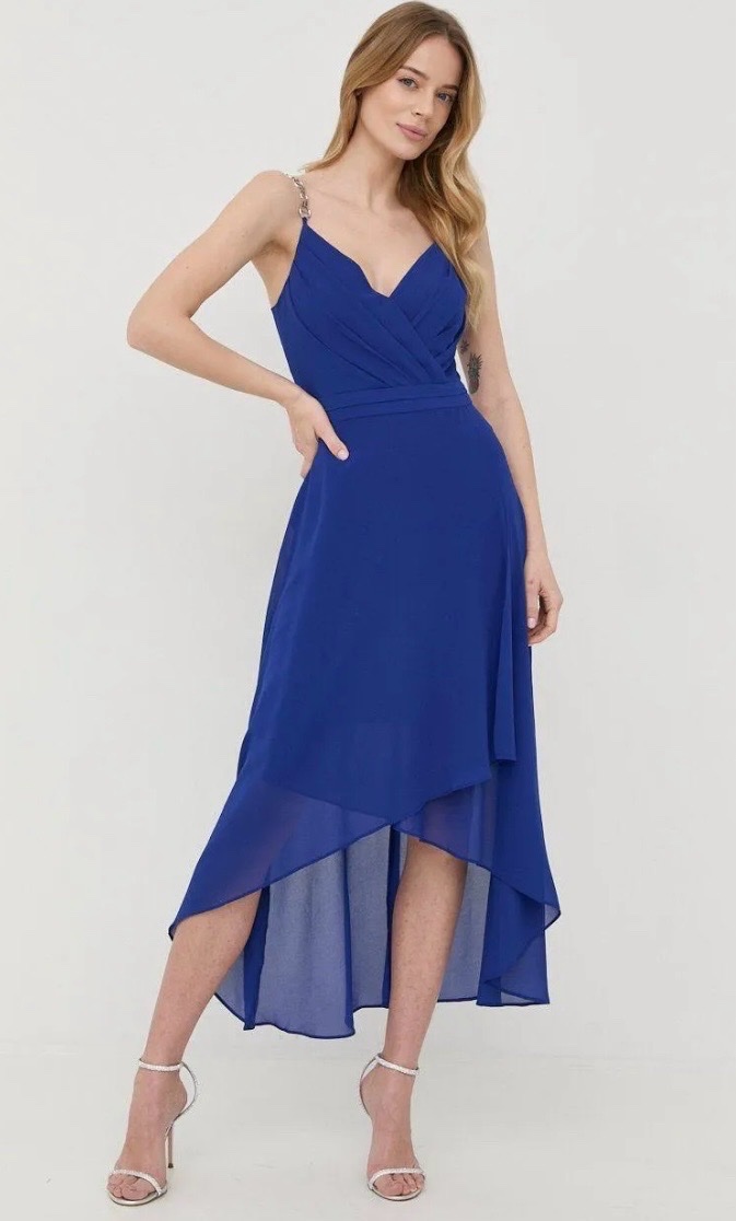 Robe midi évasée bleu marine Morgan