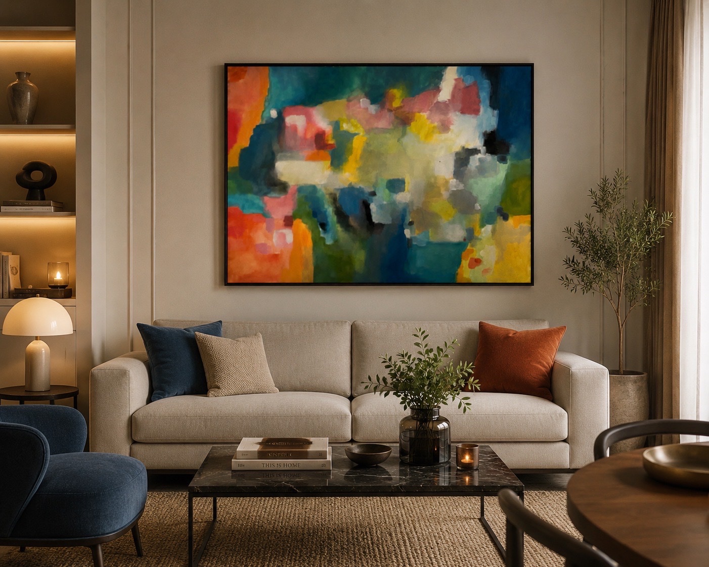 Tableau peinture abstraite realisee a l acrylique 110/90
