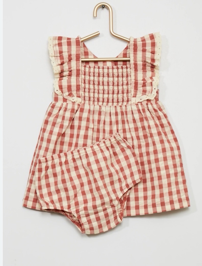 Robe vichy + culotte assortie - rose vichy Made kiabi 