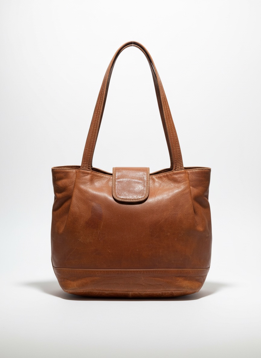 D'un sac à main en cuir marron avec une fermeture à rabat 