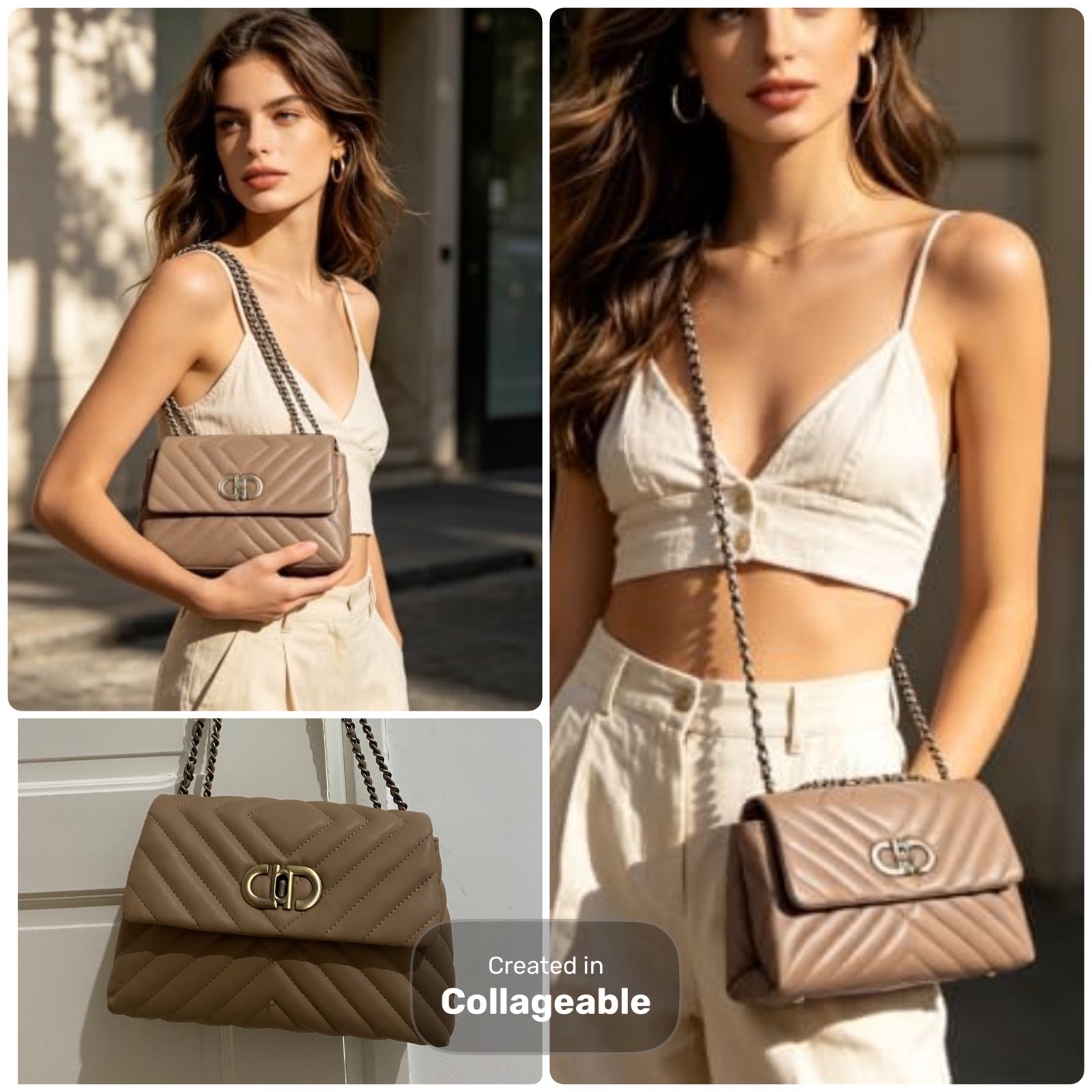 Sac Woolworths johannesburg matelassé couleur taupe 🤎 Modèle chic et élégant avec chaîne métallique. Très facile à assortir. Très bon état.