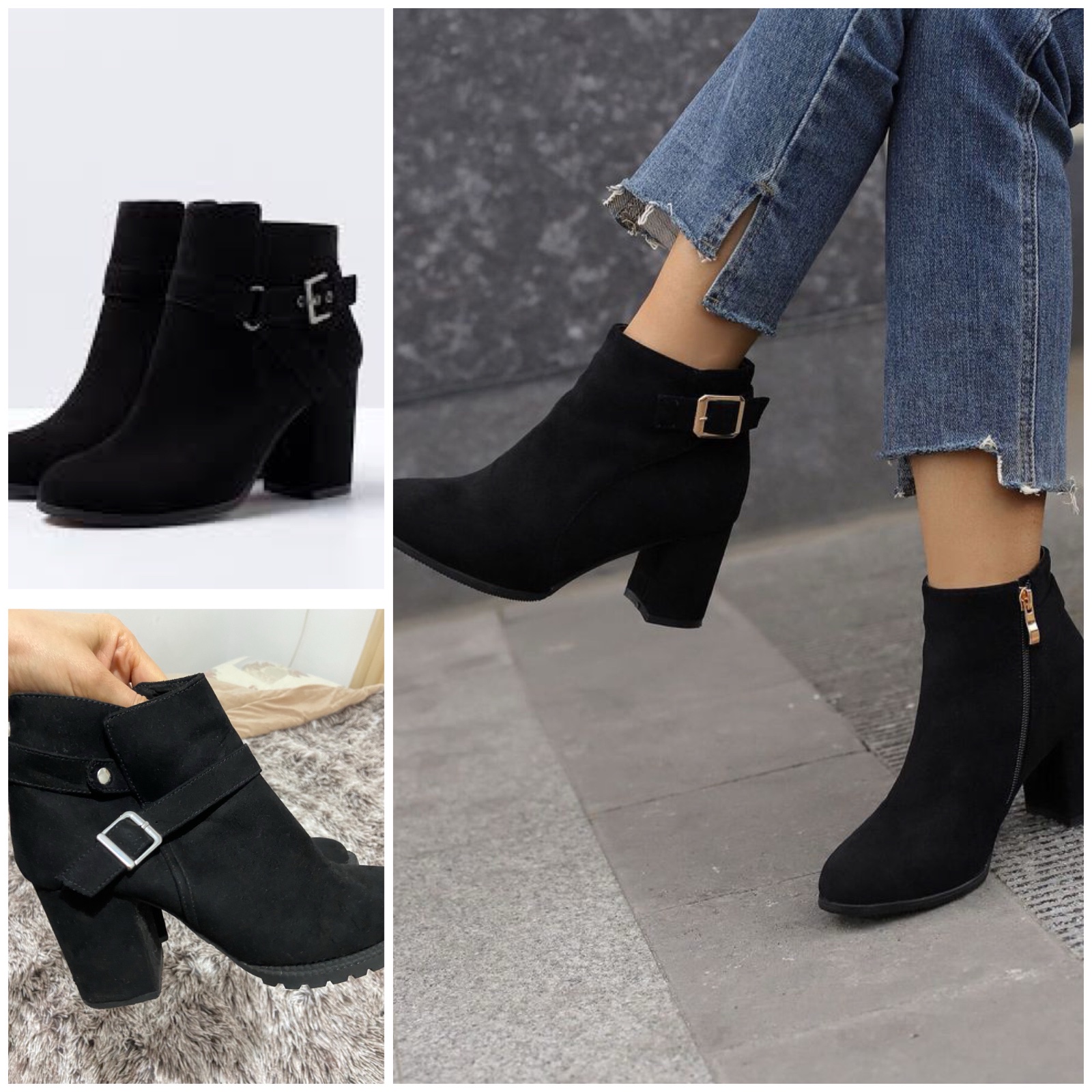Bottines Bershka noires talon carré 38 