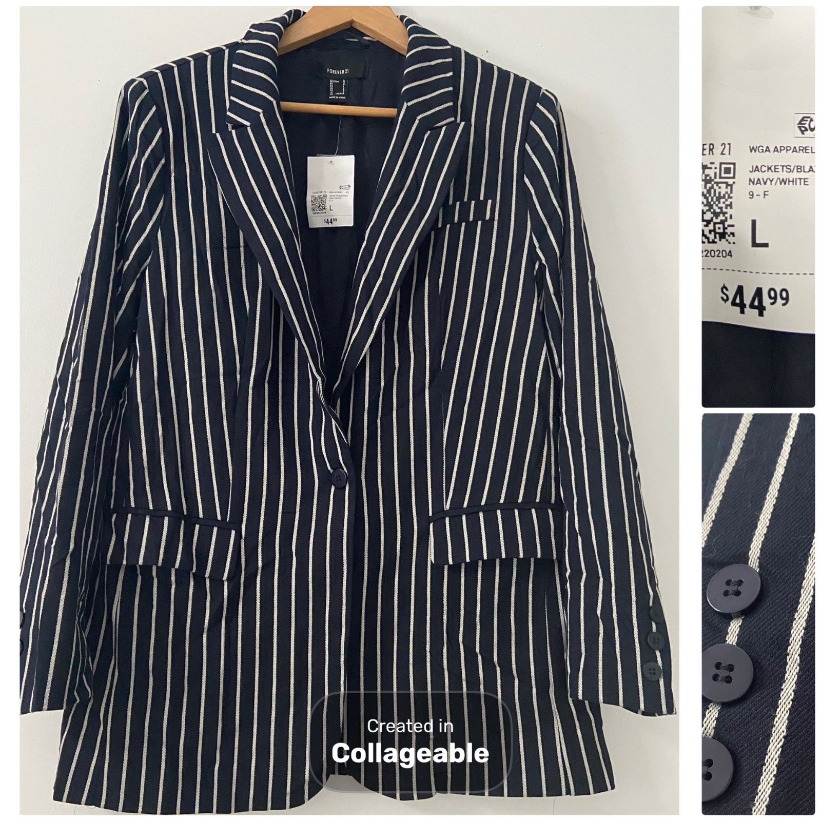 🤍💙 Blazer bleu  rayé Forever 21 – Neuf avec étiquette . Une pièce chic, tendance et ultra polyvalente🤍💙