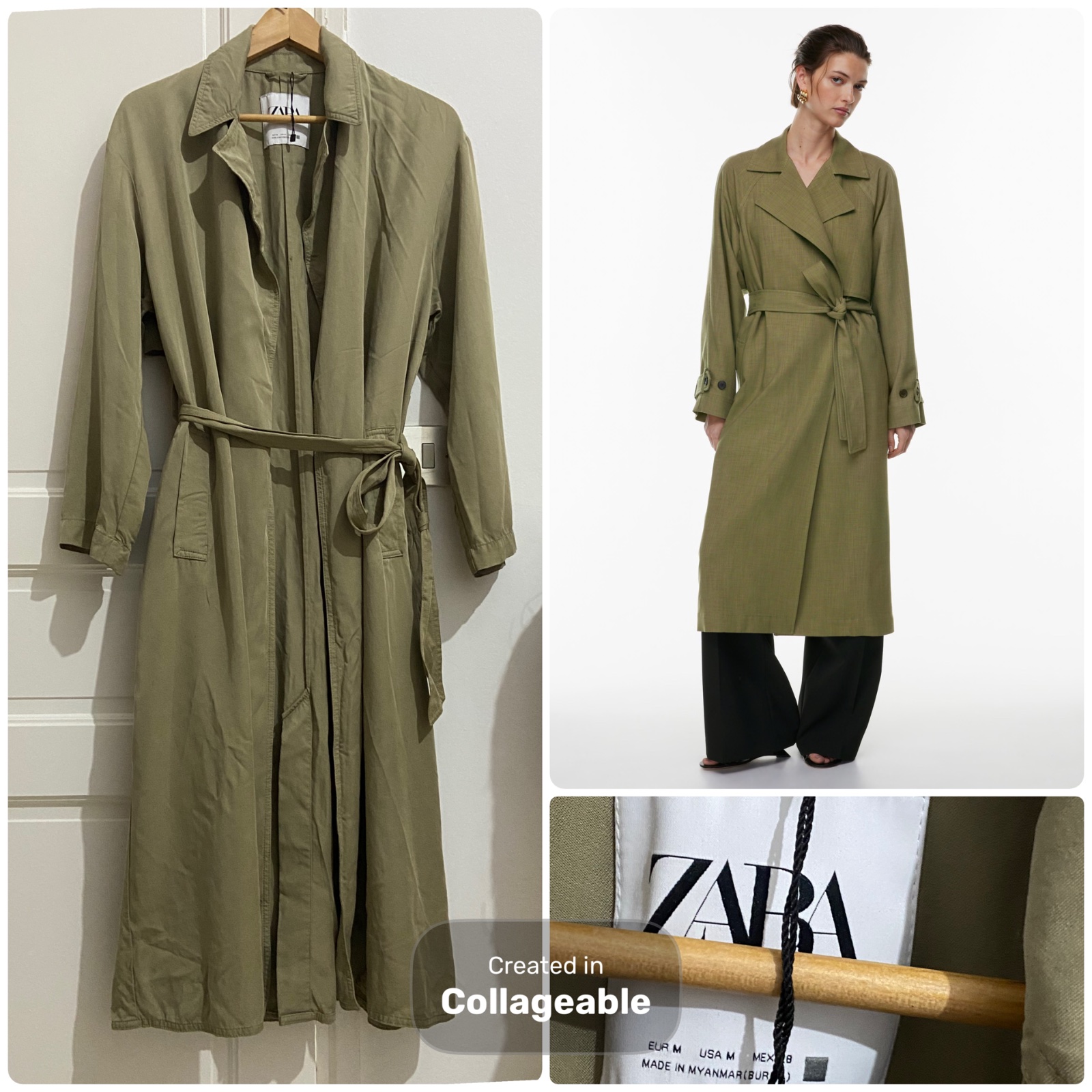 💚trench leger et fluide avec ceinture Zara taille m💚