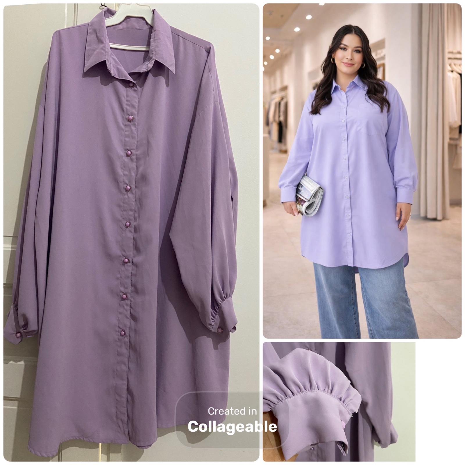 Robe chemise fluide oversize 