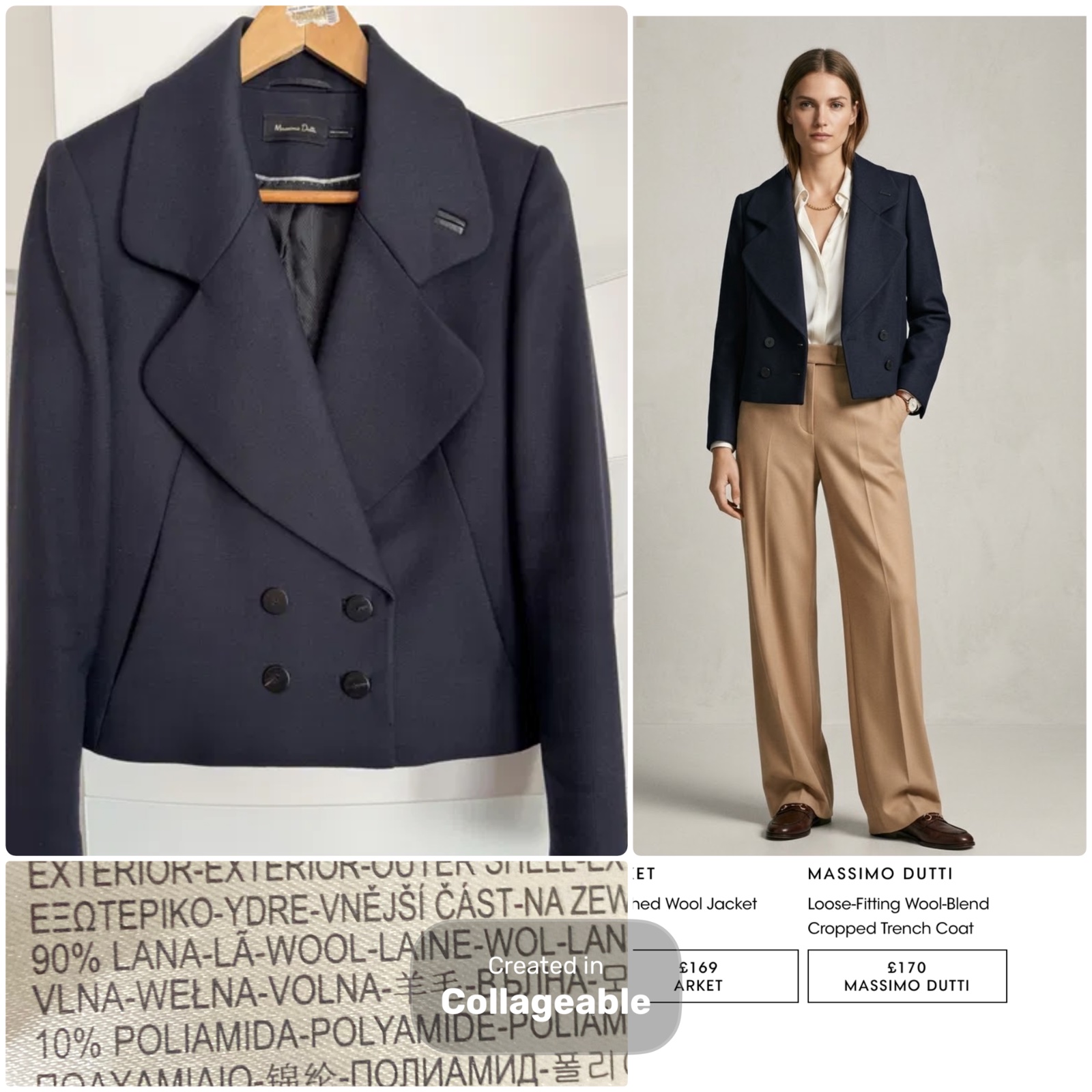 💙 Magnifique blazer court bleu marine oversize Massimo Dutti, style caban élégant à double boutonnage. Coupe structurée très chic, idéale pour un style chic au quotidien ou professionnel. En excellent état. Taille m, 90% laine💙