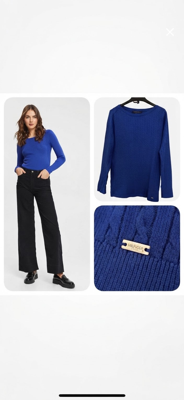 ❤️tres beau pull bleu tommy en maille taille m ❤️