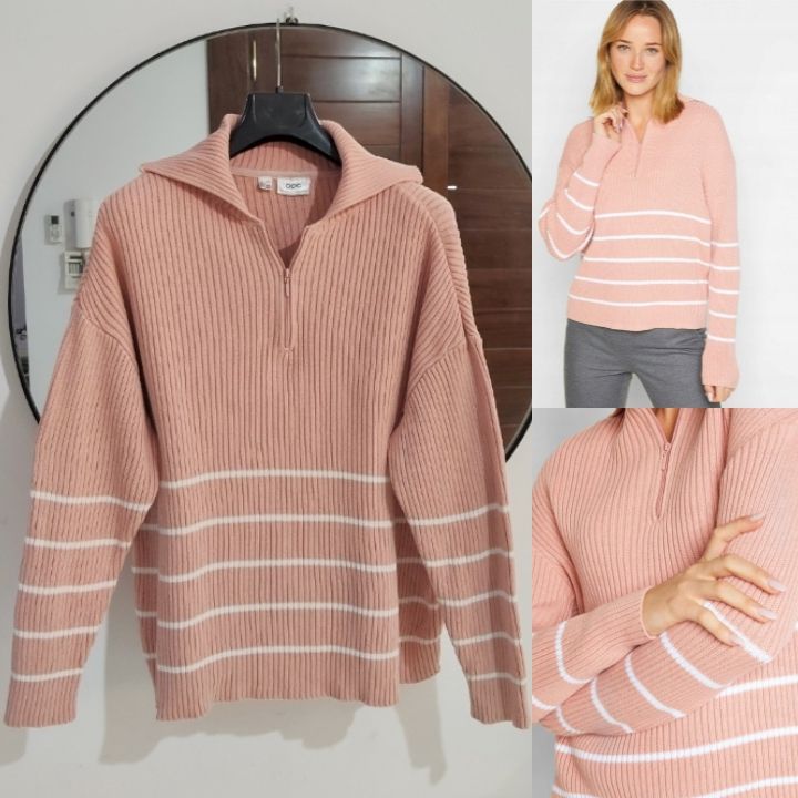 Très jolie pull rose rayé neuf
