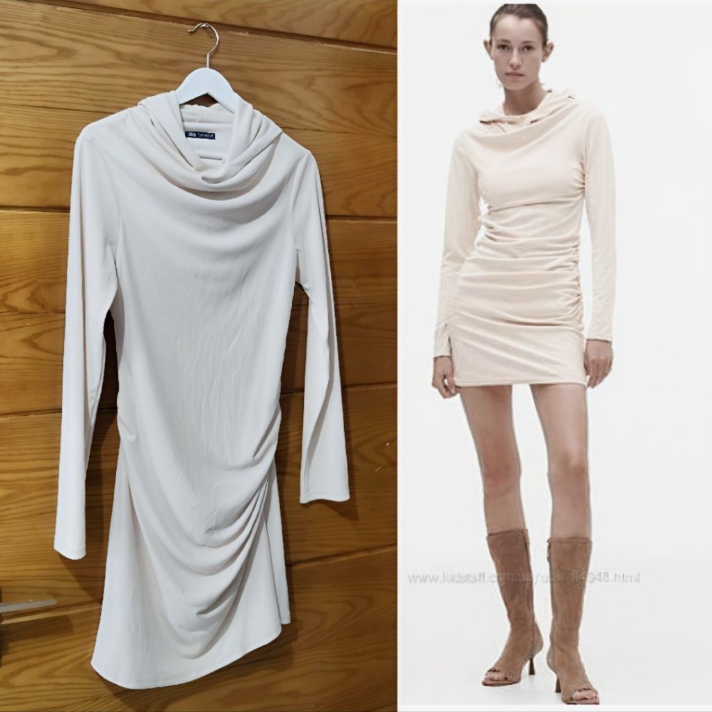 Robe à capuche Zara beige dos nu