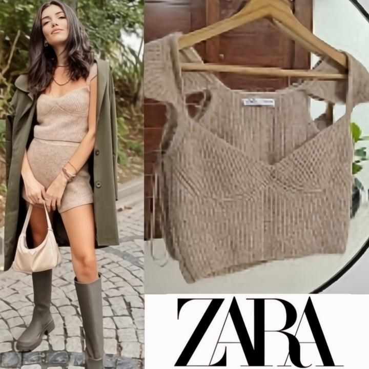 Zara avec laine crop camel