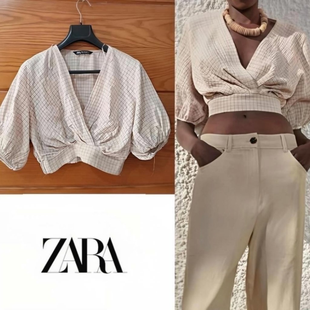 Zara kamraya/coton cropped neuf