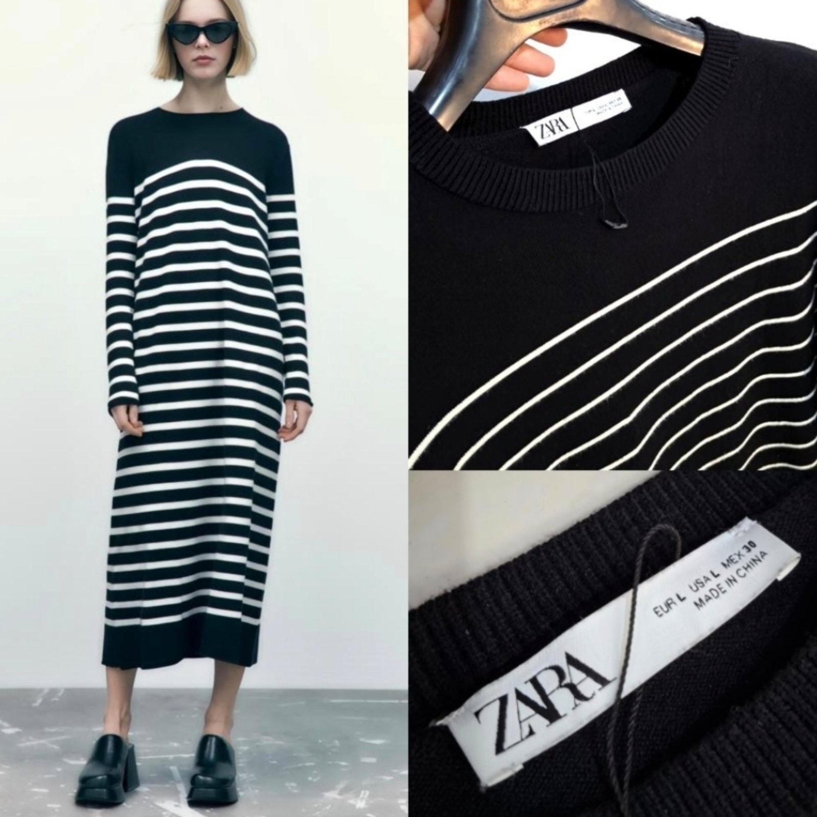 Zara longue en maille rayée neuve 